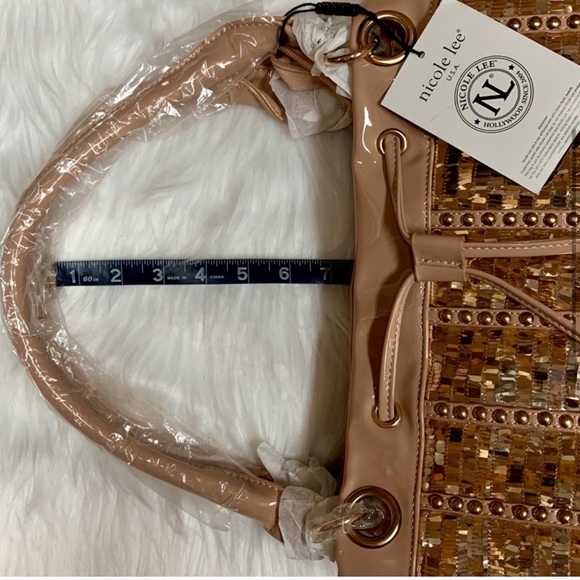 NICOLE LEE SEQUIN & PATENT LEATHER HANDBAG NWT - Picture 11 of 16